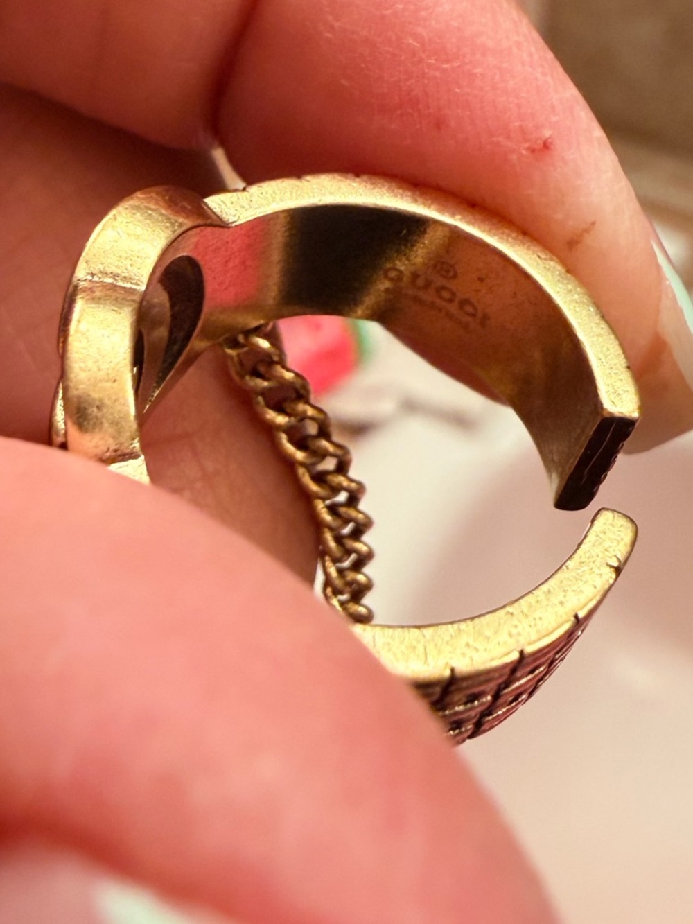 Gold-Tone Hinged Chain Ring